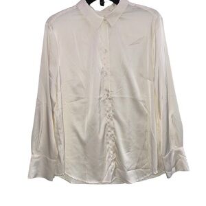 Banana Republic Women’s Cream Long Sleeve Blouse Button-Up Shirt Size Large